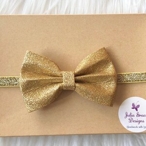 gold baby headband bow