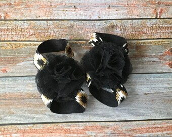 Black & Gold Barefoot Sandals, Baby Barefoot Sandal, Black and Gold, Newborn Shoe, Newborn Sandal, Baby Shoe, Baby Sandal, Baby Girl Shoe