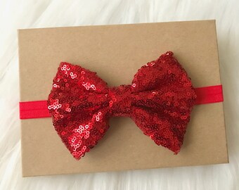 Red Bow Headband, Red Baby Bow, Bow Headband, Big Bow Headband, Valentines Day Headband, Baby Headband, Baby Girl Headband, Newborn Headband