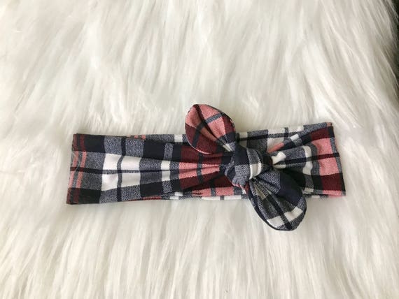 plaid headband baby