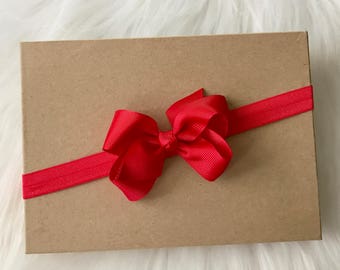 Red Bow Headband, Red Headband, Bow Headband, Baby Headband, Baby Girl Headband, Infant Headband, Newborn Headband, Christmas Headband, Bow