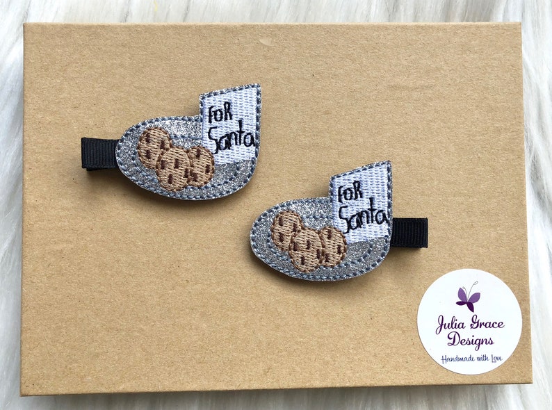No Slip Clip Baby Barrette Baby Girl Hair Clip Baby Hair Clip Clip Santa Cookies Hair Clip Christmas Hair Clip Toddler Hair Clip