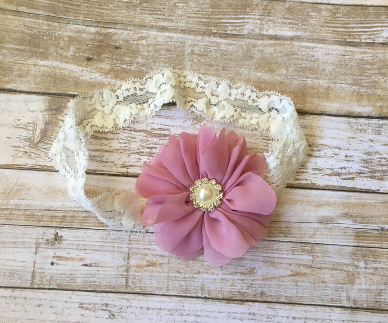 Newborn Headband Dusty Rose Headband Toddler Headband Infant Headband Fall Headband Baby Girl Headband Baby Headband Mauve Headband