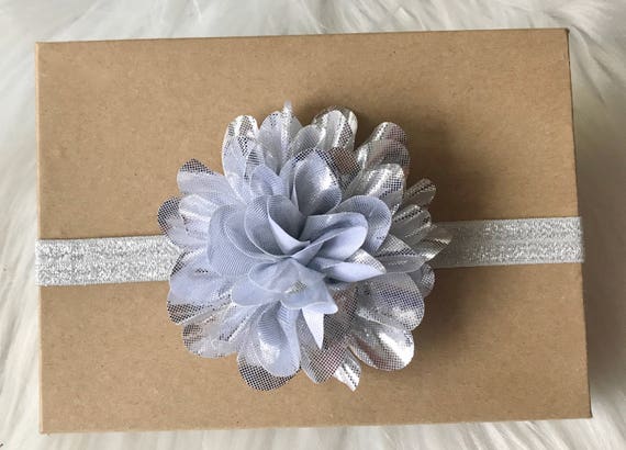 silver baby headband