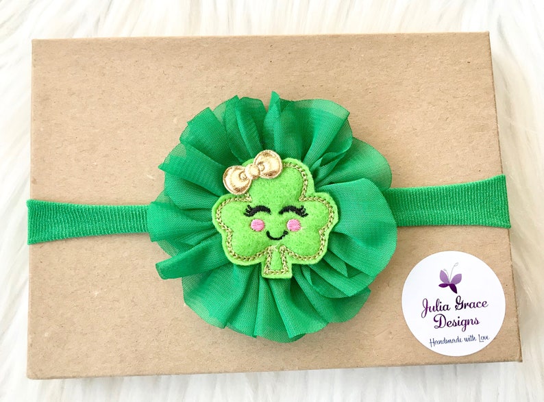 Nylon Headband Newborn Headband Nylon St Patricks Day Headband Baby Headband St Patricks Hair Bow Baby Hairbow Infant Headband Bow