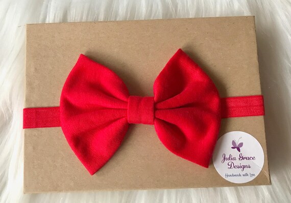 infant red bow headband