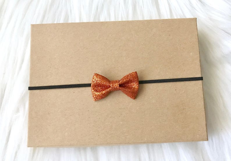 MINI Orange Glitter Bow Headband Baby Girl Headband Halloween Baby Headband Halloween Headband Baby Headband Newborn Headband Headband