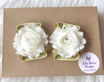 Ivory & Gold Barefoot Sandal, Baby Barefoot Sandal, Baby Sandal, Baby Shoe, Newborn Shoe, Newborn Sandal, Baby Girl Sandal, Baby Girl Shoes