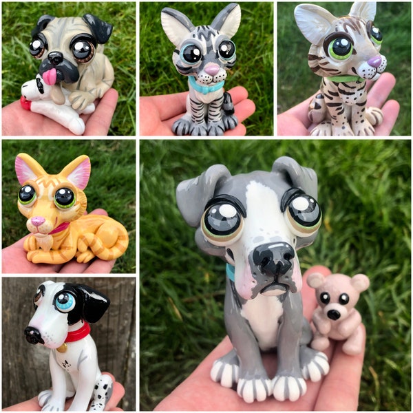 Custom Pet Sculpture, pet portrait, clay animal, clay art, pet art, OOAK