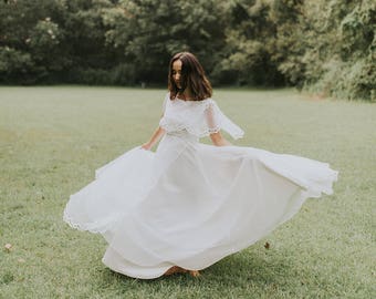 Beautiful Wedding Dress/ Bohemian bride/ Lace/ Unique/ Romantic/ Hand-restored/ Sheer back