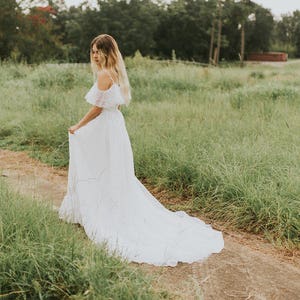 Beautiful Wedding Dress/ Bohemian bride/ Off-shoulder/ Lace/ Unique/ Romantic/ Hand-restored image 1