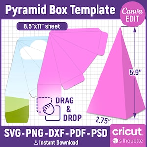 Pyramid Box Template, Gift Box Template, Birthday Gift Box, Party Favor Box, Box Template, Pyramid Box Svg, Party Favor, DIY, Canva Editable