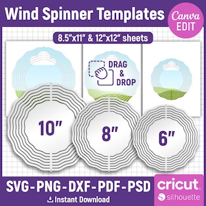 Wind Spinner Template, Wind Spinner for Sublimation, Wind Spinner Svg, Custom Wind Spinner, Wind Spinner Mockup, Printable, Canva Editable image 1