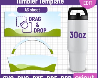 Tumbler Template Svg, 30oz Hogg Clipmate Hydro Tumbler Template, Sports Water Bottle, Bottle Vacuum Flask, Full Wrap, DIY, Canva Editable
