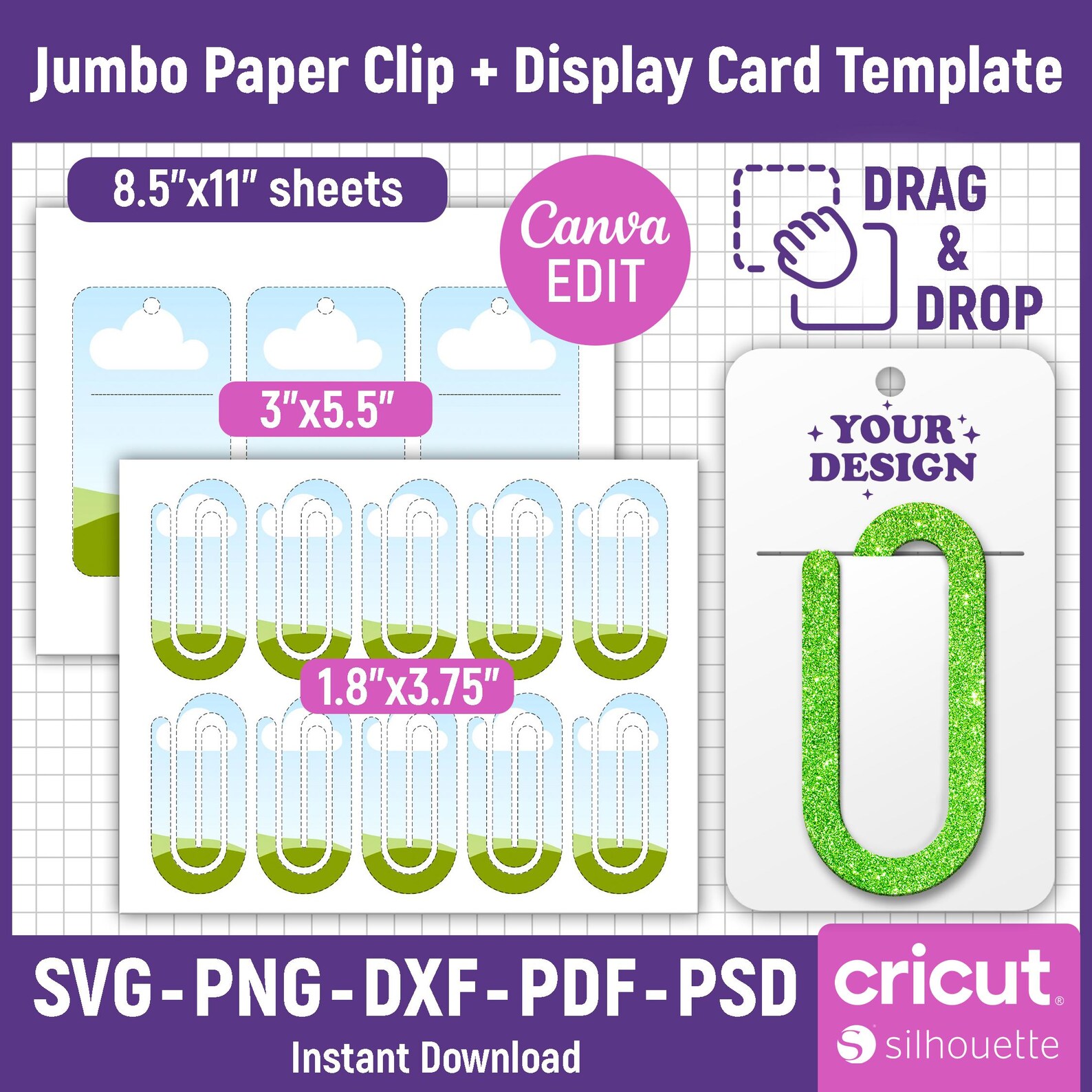 Paperclip Display Jumbo Paperclip Template, Jumbo Paper Clip Display Card Template, Paper ...