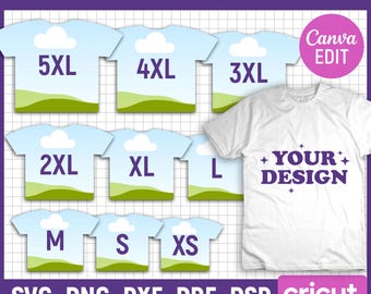 All Over T-Shirt Template Bundle, T-Shirt Sublimation Blank Template, All Over T-Shirt Design, T-Shirt Template, Printable, Canva Editable