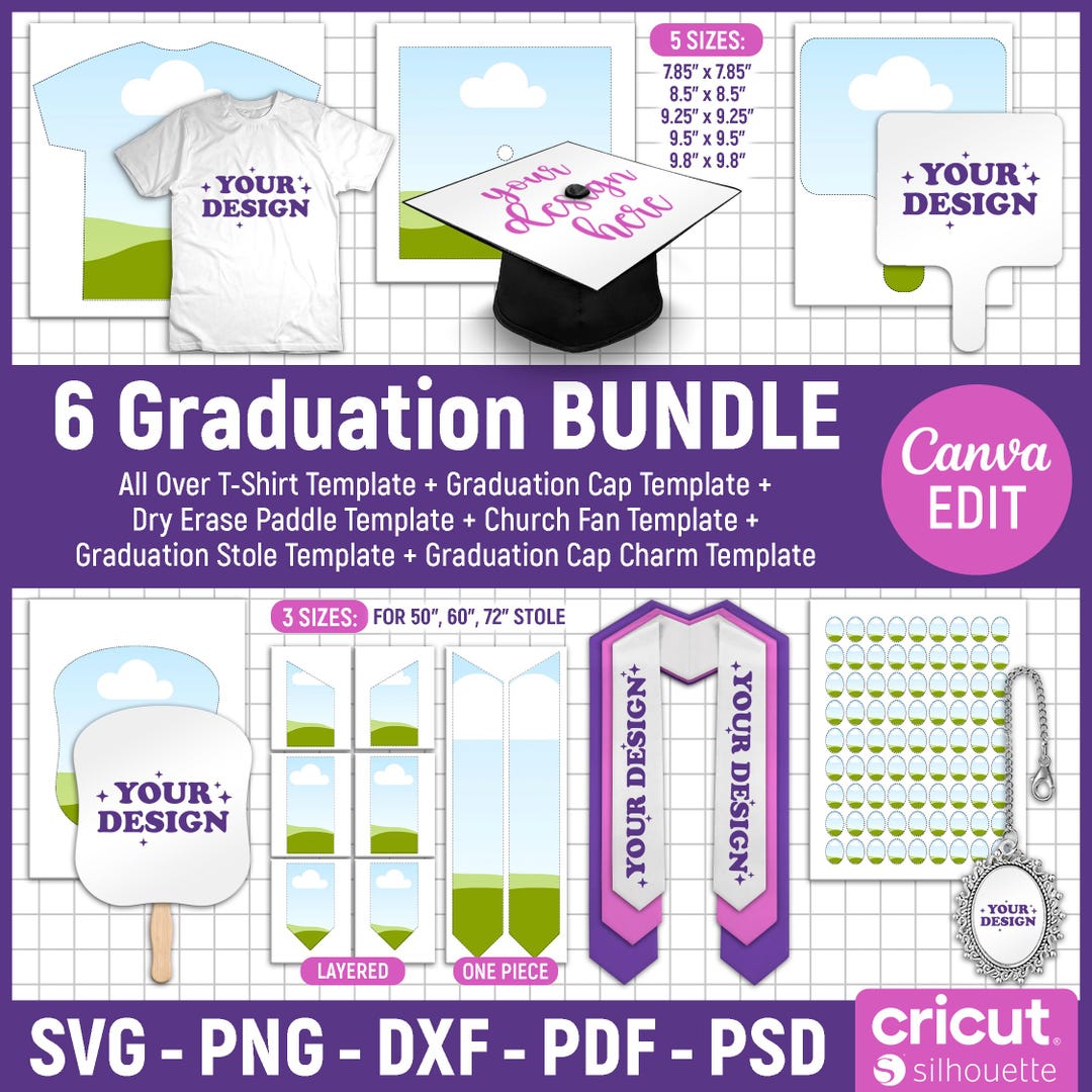 Graduation Template BUNDLE, Graduation Stole Template, Graduation Cap ...