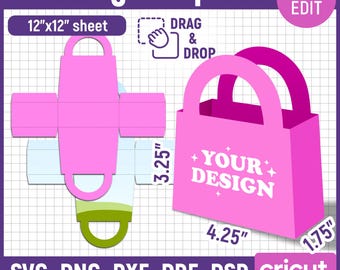 Gift Bag Template, Paper Bag Template Svg, Gift Bag Svg, Gift Box Svg, Favor Bag Template, Birthday Gift Bag, Cut Files, png, Canva Editable