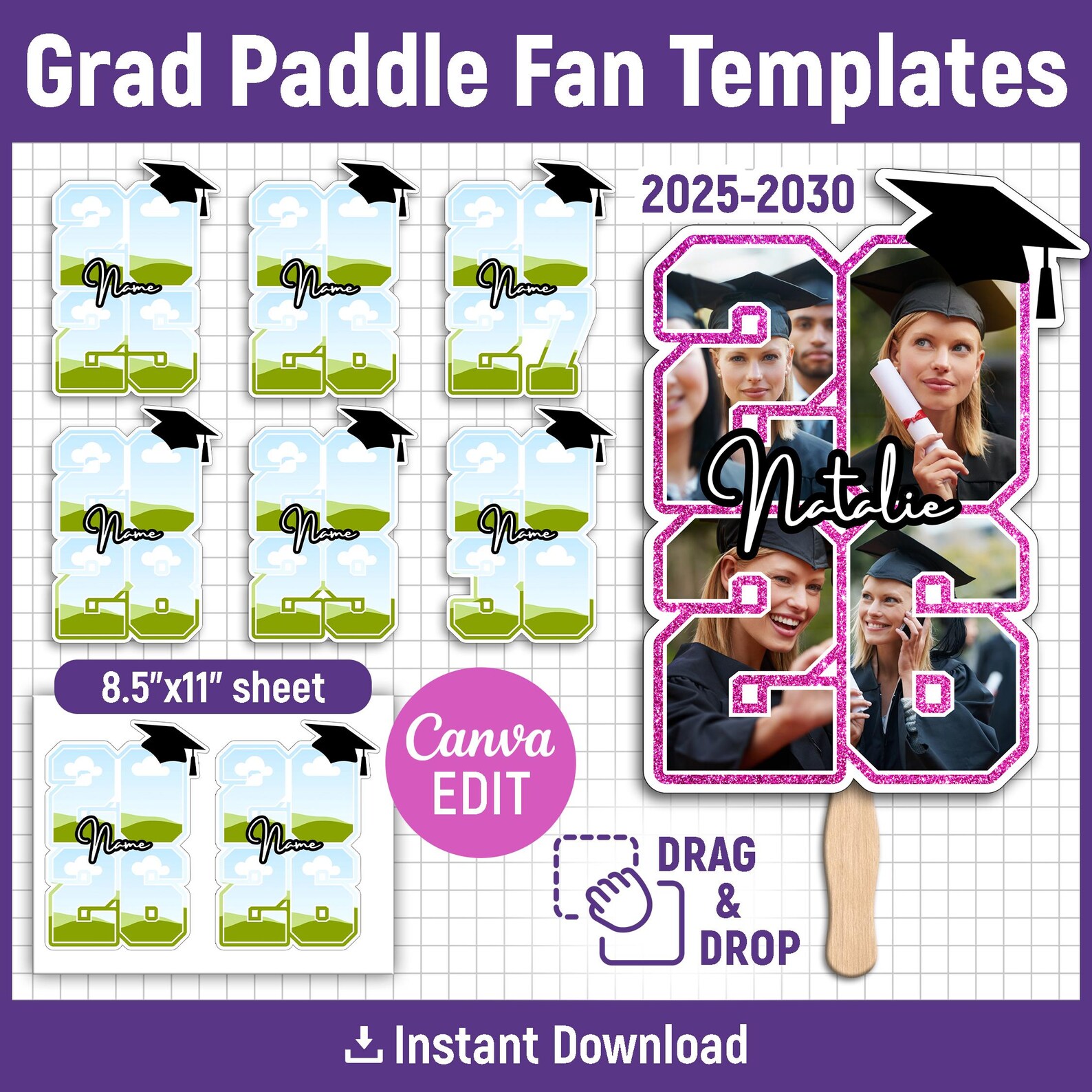 2025-2030 Editable Grad Paddle Fan Template, Custom Grad Fan ...