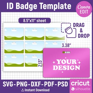 ID Badge Vorlage, Badge Vorlage, Name Badge Vorlage, Mitarbeiter Abzeichen, Office Badge, ID Tag Vorlage, Id Karte, Printable, DIY, Canva Bearbeitbar