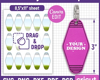 3" Motel Keychain Template, Sublimation Template, Motel Keychain Svg, Hotel Keychain Svg, Bifold Wallet, Keychain Design, Canva Editable