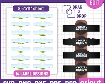 Cigar Label Template Bundle, Cigar Wrapper Template, Cigar Label Svg, Cigarette Sticker Template, Cigar Wrap Label Template, Canva Editable