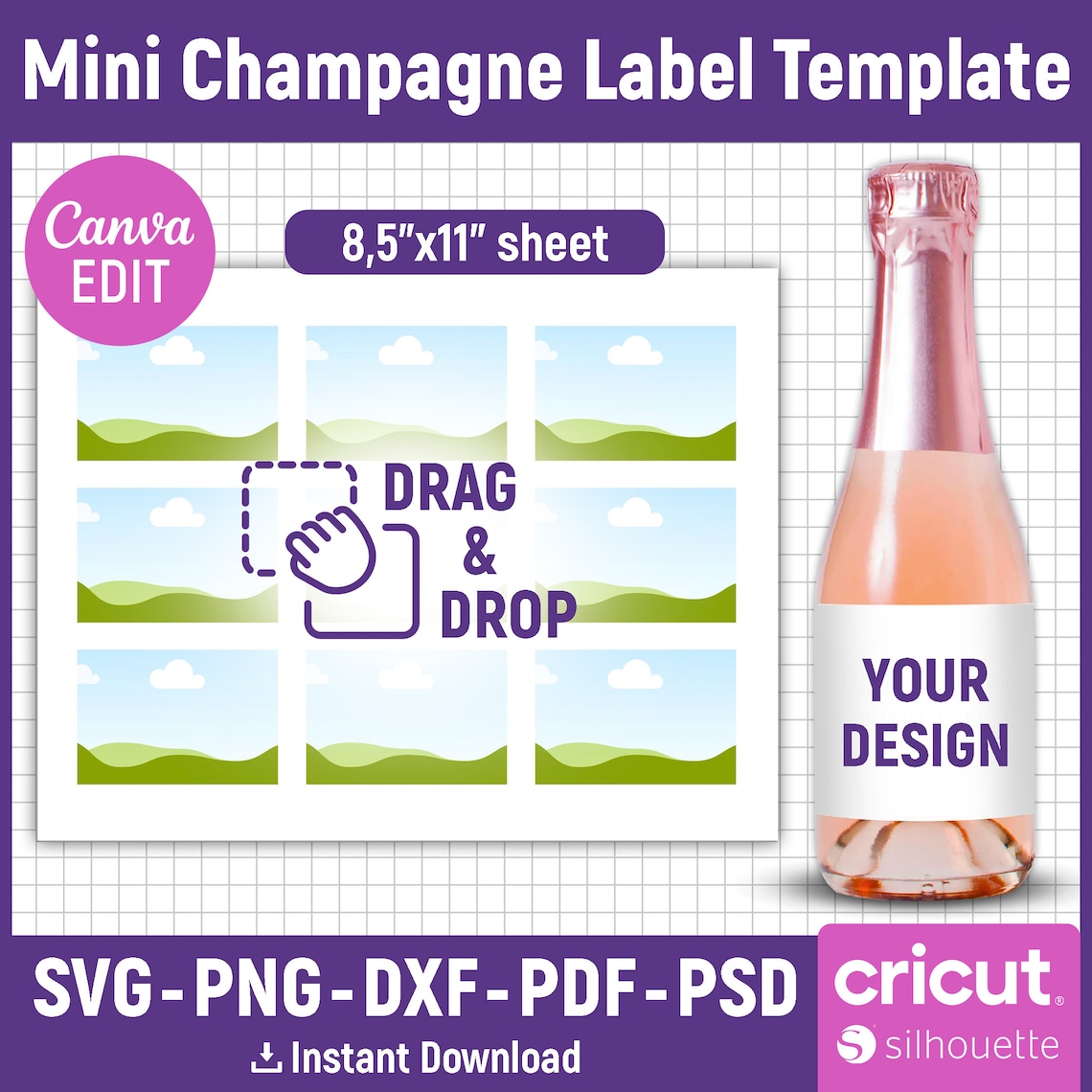 Mini Champagne Bottle Label Template, Mini Champagne Label Svg, Mini ...