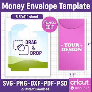 Money Envelope Template, Money Holder, Money Envelope Svg, Budget Envelope, Case Envelope, Printable, Gift Envelope, png, Canva Editable