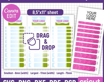 75mm Square Nail Art Decal Template, Nail Blank Template, Nail Template Svg, Nail Design Template, Waterslide Nail Decals, Canva Editable