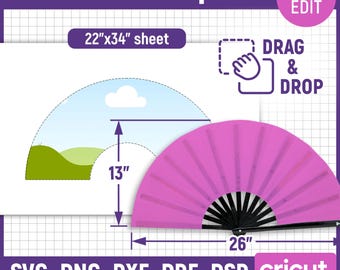 Clack Fan Template, Chinese Fan Template, Festival Hand Fan, Sublimation Fan Template, Sublimation Template, Printable, DIY, Canva Editable