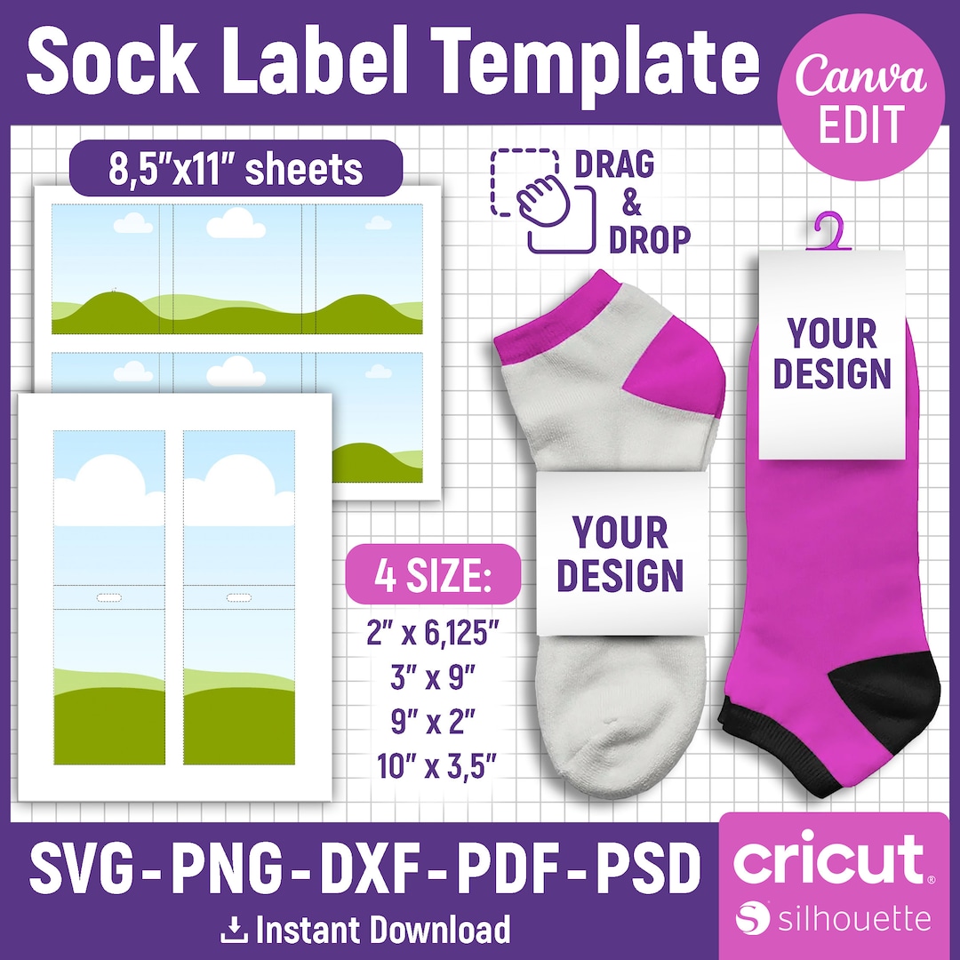 Socks Label Template, Sock Tag Template, Cotton Socks Label Designs, Socks Fold Label, Sock