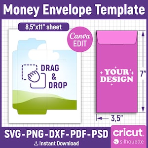 Geld Umschlag Vorlage, Geldhalter, Geld Umschlag svg, Budget Umschlag, Bargeld Umschlag, druckbare Vorlage, Hülle Umschlag, Canva bearbeitbar