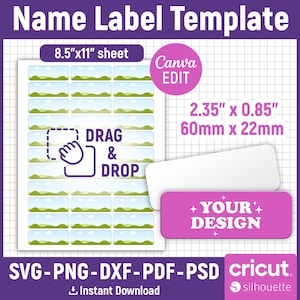Name Labels Template, School Supply Labels Svg, School Label Template, Back to School Label Template, Printable Name Tag, Canva Editable