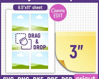 3" Sticky Note, Sticky Note Template, Custom Sticky Notes, Note Page, Note Templates, Sticker for Planner, Printable, DIY, Canva Editable