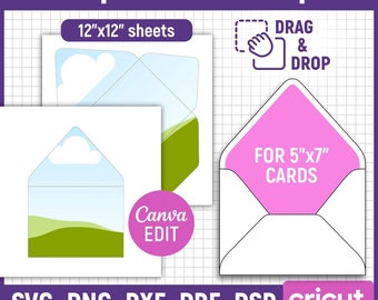 Envelope Template Svg, Envelope Liner Template, Wedding Envelope Template, Envelope 5x7, A7 Envelope Template, Printable, Canva Editable