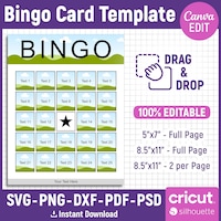 Bingo Card Template, Bingo Template, Custom Bingo, Bingo Canva Template ...