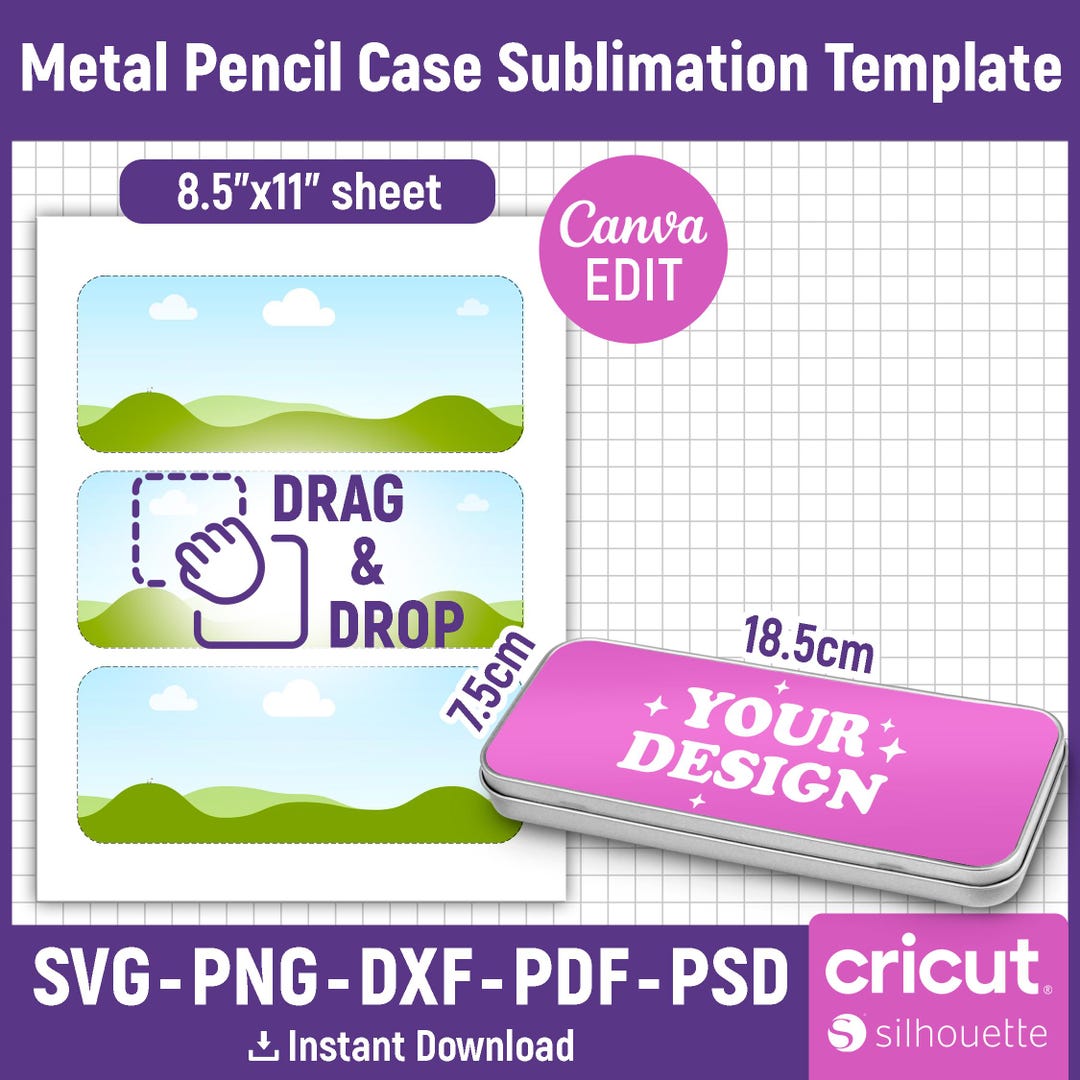 Metal Pencil Case Sublimation Template, Pencil Box Template, Pencil Box ...