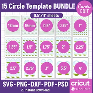 Circle Template BUNDLE, Circle Template Svg, Multipurpose Labels Template, Circle Sticker, Round Label Template, Printable, Canva Editable