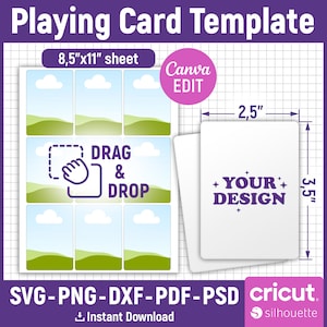 Leere Spielkartenvorlage, Pokerkartenvorlage svg, bearbeitbare Sammelkartenvorlage, Kartensublimation, DIY Spielkarte, Canva bearbeitbar