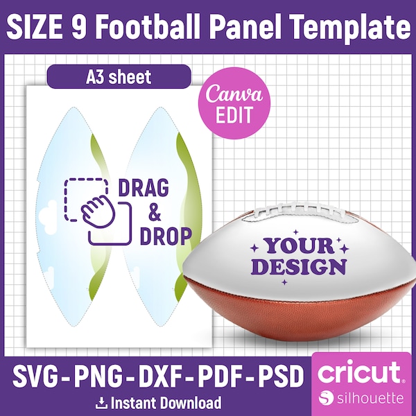 Football Panel Template, DIY Custom Photo Ball Wrap, Football Ball Leather Blank Template, Custom Football Panel Template, Canva Editable