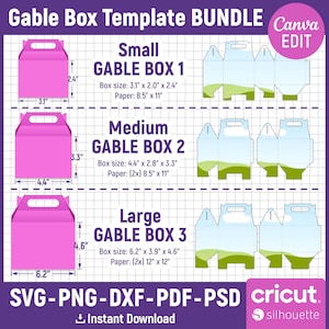 Giebel Box Vorlage BUNDLE, Giebel Box Vorlage, Giebel Box svg, Party Favor Box, Box Vorlage, Geschenkbox svg, DIY Box Vorlage, Canva bearbeitbar