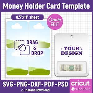 Modelo de cartão de suporte de dinheiro, cartão de dinheiro Svg, suporte de dinheiro Svg, suporte de cartão de dinheiro Svg, suporte de cartão de presente de dinheiro, modelo personalizado, Canva editável