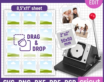 2x2 Square Fridge Magnet Template, Photo Magnet Template, Magnet Maker ...