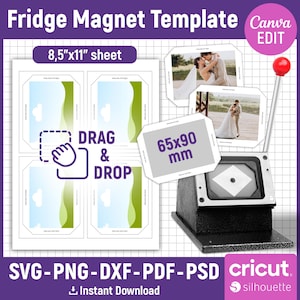65mmx90mm Fridge Magnet Template, Magnet Maker Template, Magnet Machine Template, Landscape Magnet Template, Printable, DIY, Canva Editable