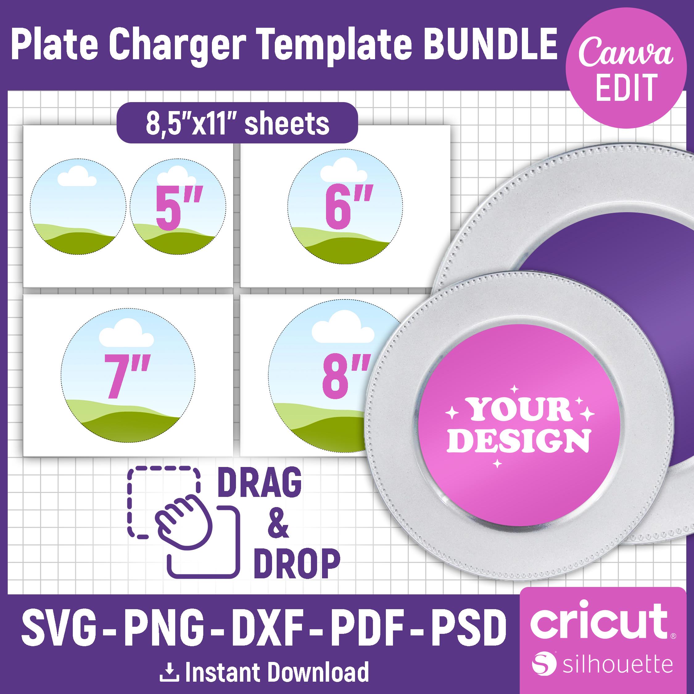 Plate Charger Template BUNDLE, Plate Insert Template, Circle Template, Round Charger Template, Round Blank Plate, Printable, Canva Editable