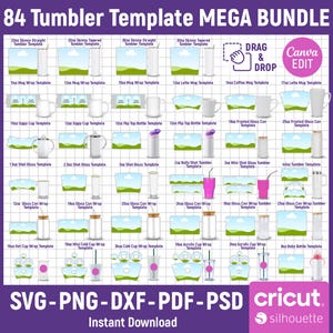 84 Tumbler Template BUNDLE, 40 Unzen Tumbler, 20 Unzen & 30 Unzen Skinny Tumbler, Becher Vorlage, Libbey Can Glas, Weinbecher, DIY, Canva Bearbeitbar