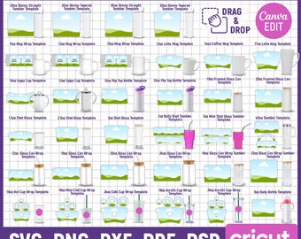 84 Tumbler Template BUNDLE, 40oz Tumbler, 20oz & 30oz Skinny Tumbler, Mug Template, Libbey Can Glass, Wine Tumbler, DIY, Canva Editable
