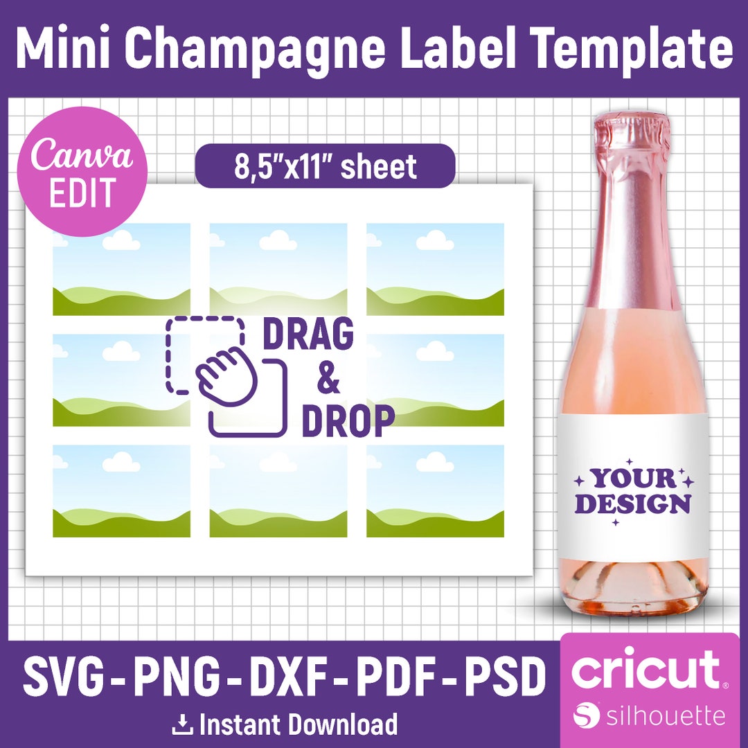 Mini Champagne Bottle Label Template, Mini Champagne Label Svg, Mini Champagne Bottle Tag ...