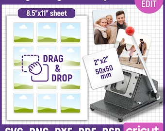 2x2 Square Fridge Magnet Template, Magnet Maker Template, Magnet Machine Template, Square Magnet Template, Magnet Template, Canva Editable