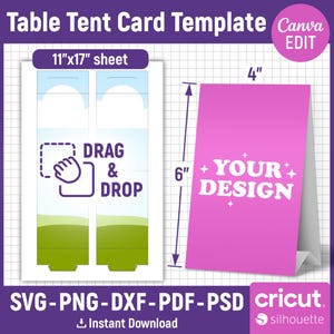 Tent Card Template, Food Label Card, Food Card Tent Signs, Folded Note Card Template, Shower Food, Place Card Template, DIY, Canva Editable